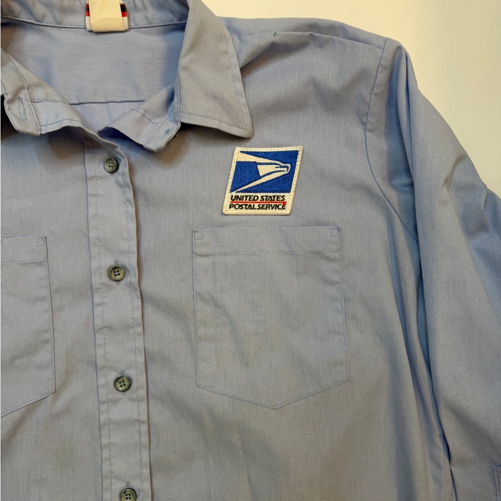 USPS Light Blue Work Shirt - unisex size 38 regular - Picture 2 of 11